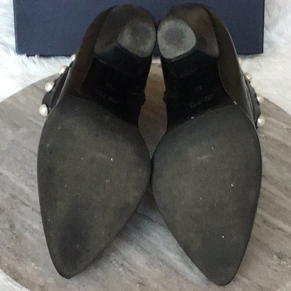 ALBERTO ZAGO Black Leather Booties With Pearl Details On The Ankle Area. - Picture 10 of 14